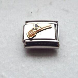 Enamel witch hat and broom 9mm stainless steel italian charm bracelet link new